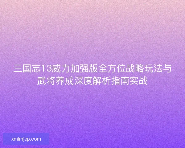 三国志13威力加强版全方位战略玩法与武将养成深度解析指南实战 三国志13威力加强版全方位战略玩法与武将养成深度解析指南实战