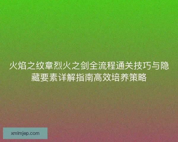 火焰之纹章烈火之剑全流程通关技巧与隐藏要素详解指南高效培养策略