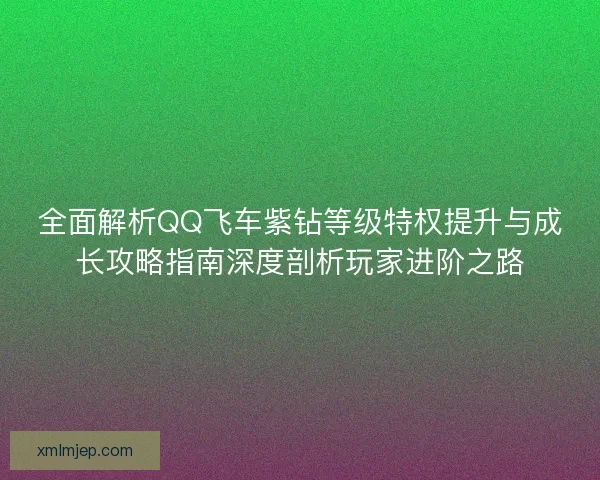 全面解析QQ飞车紫钻等级特权提升与成长攻略指南深度剖析玩家进阶之路 全面解析QQ飞车紫钻等级特权提升与成长攻略指南深度剖析玩家进阶之路